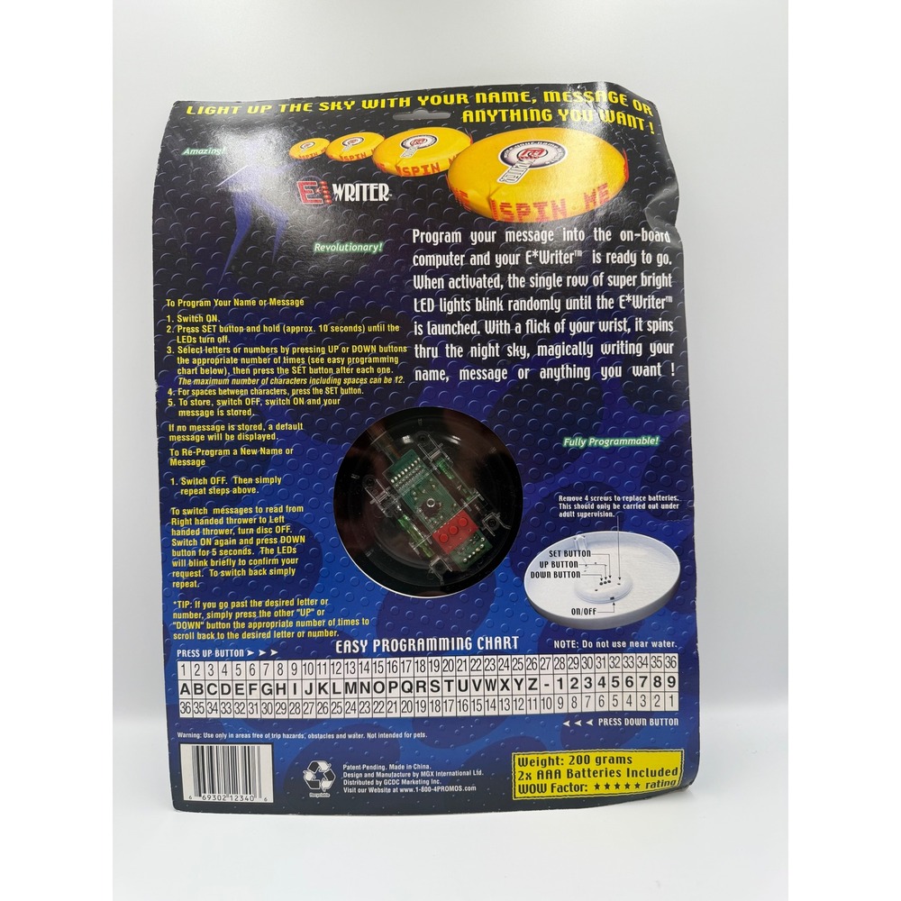 E*Writer Computerized Flying Disc LED Programmable Message Frisbee Black New - Picture 2 of 3